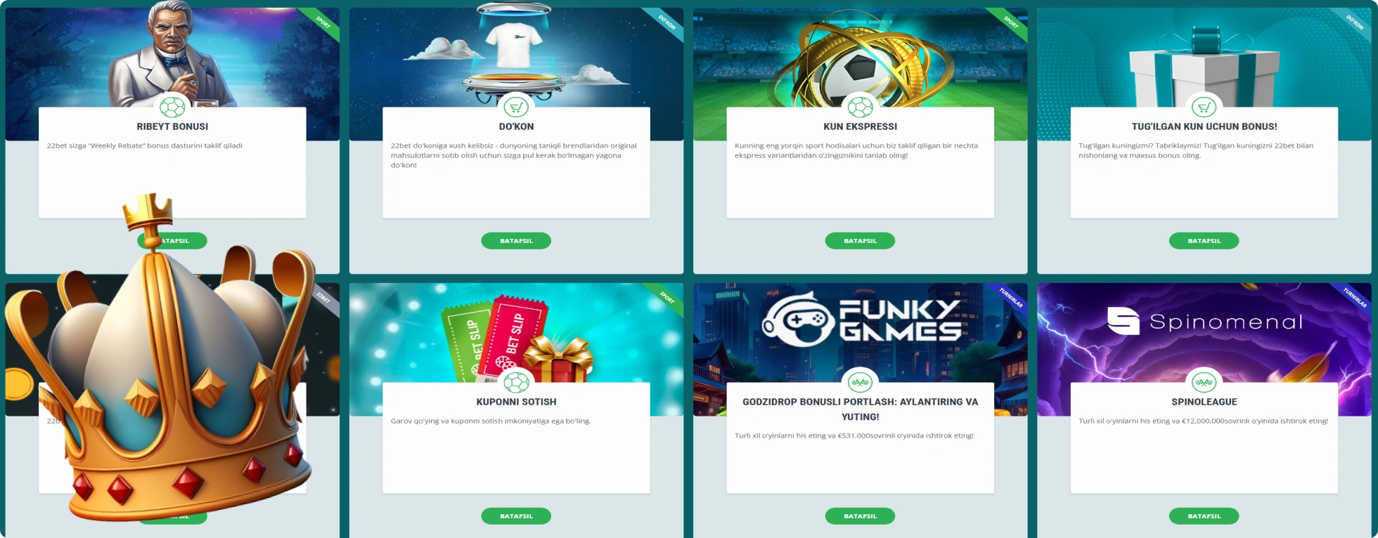 22Bet Casino Bonuslari 22Bet Casino Bonuslari